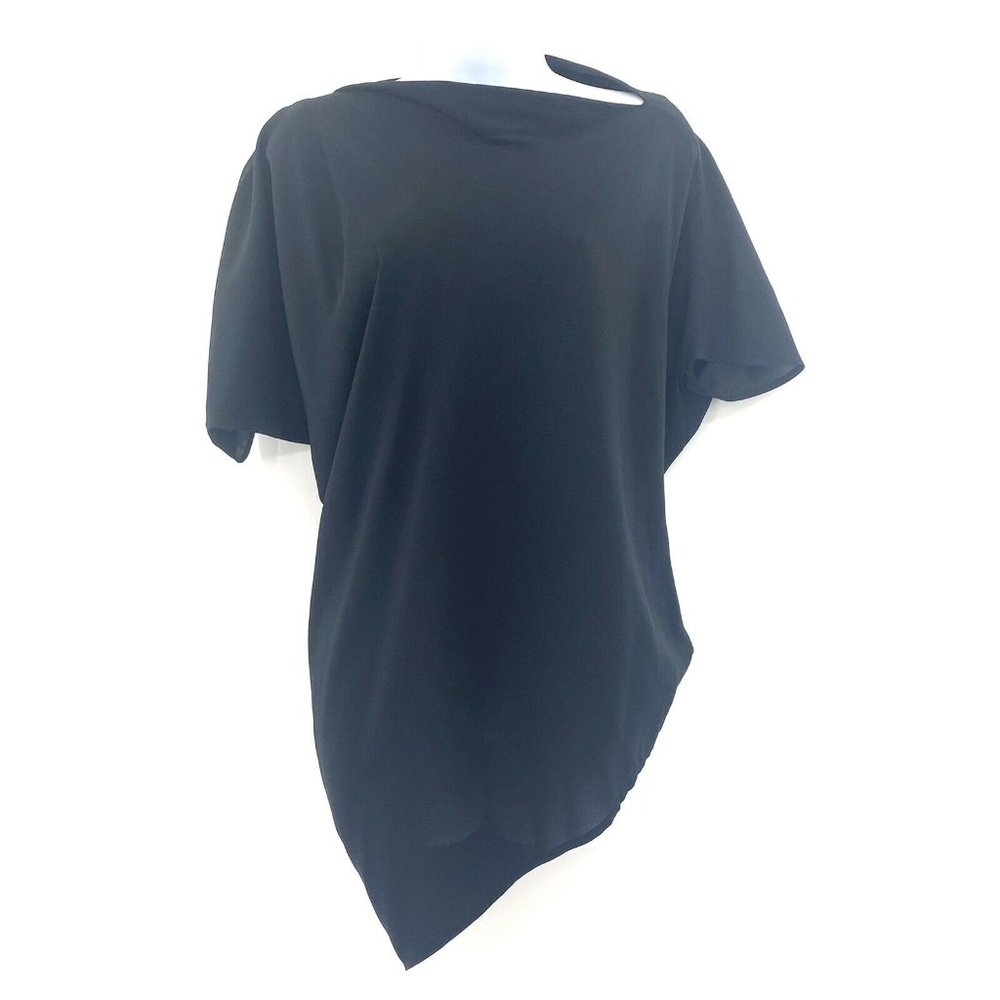 All Saints Silk Bateau Neck Women's Silk Short Sleeve Blouse Asymmetrical Size 0